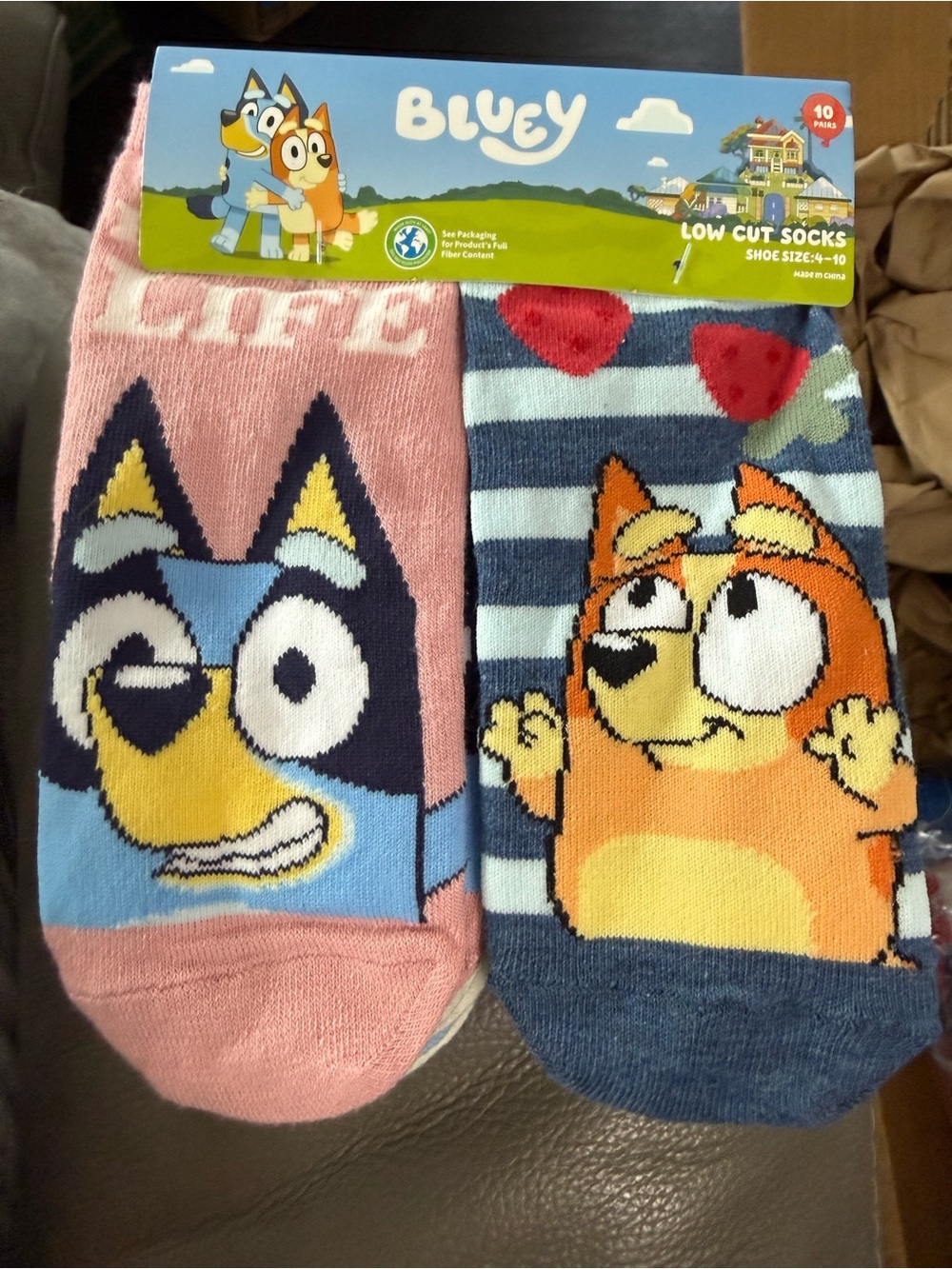 Bluey low cut socks. 10 pair. Size 4-10